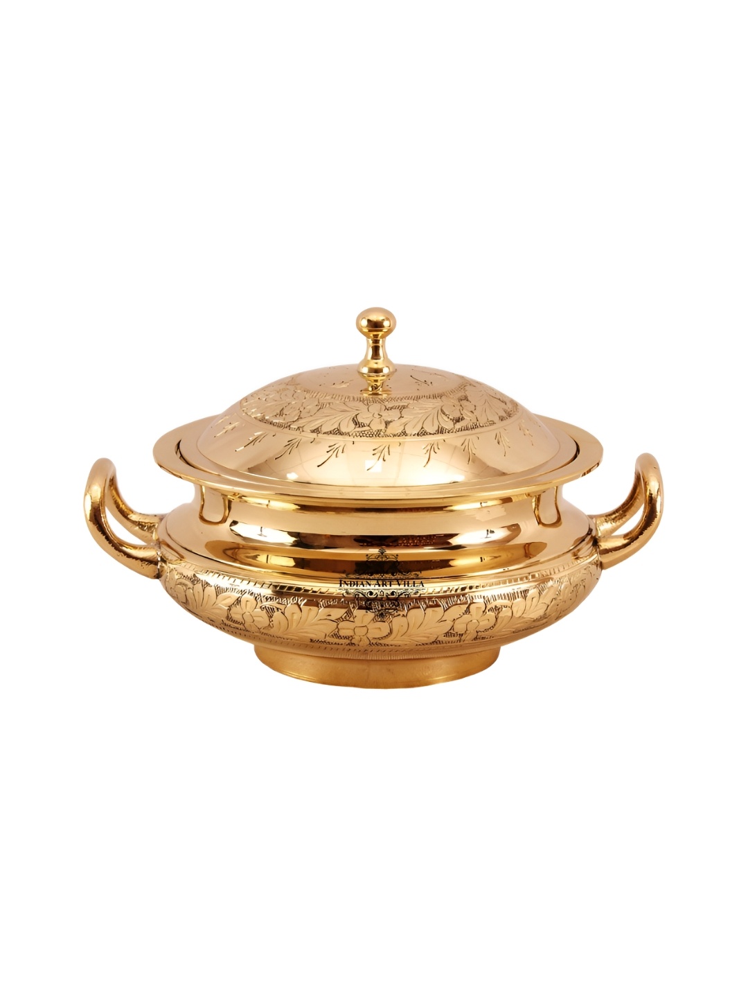 

INDIAN ART VILLA Gold-Toned Brass Serving Casserole 1.2 L