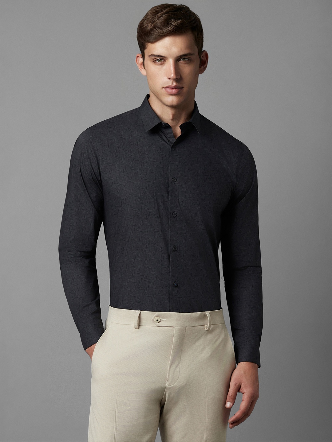 Louis Philippe Sport Slim Fit Abstract Printed Casual Shirt, Black