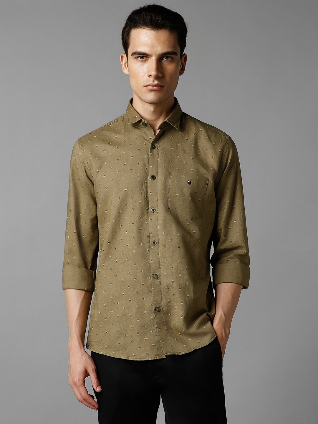 

Louis Philippe Sport Spread Collar Slim Fit Casual Shirt, Brown