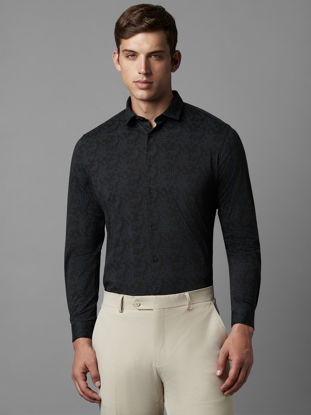 

Louis Philippe Sport Slim Fit Ethnic Motifs Printed Casual Shirt, Black
