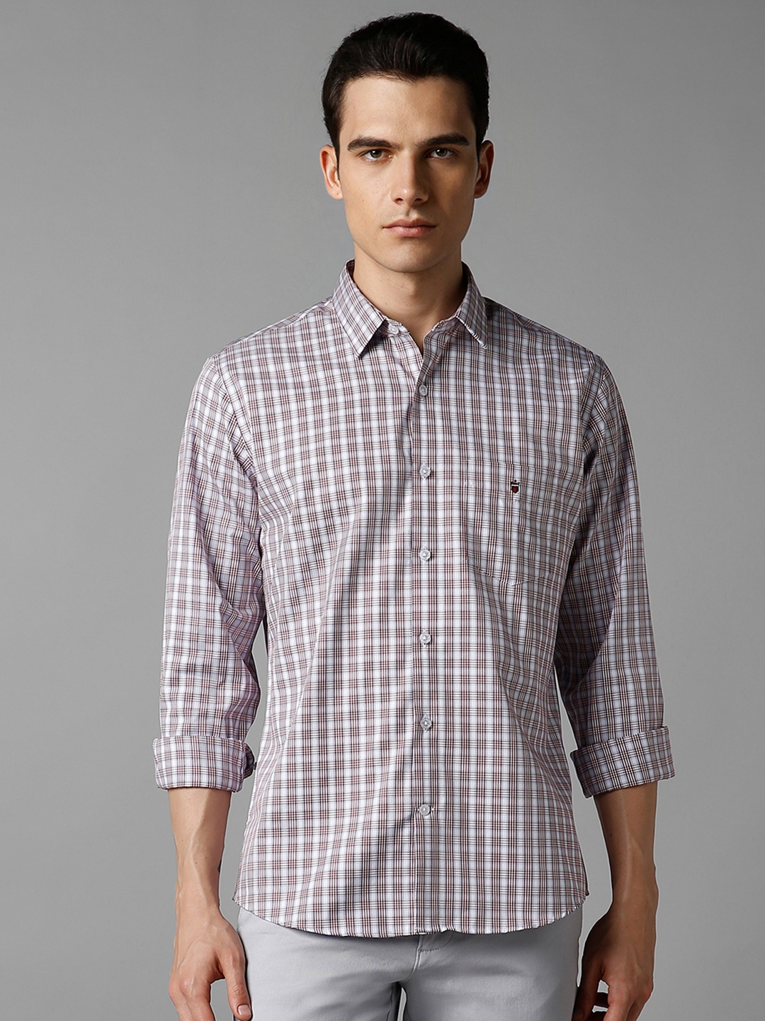 

Louis Philippe Sport Slim Fit Checked Pure Cotton Casual Shirt, White