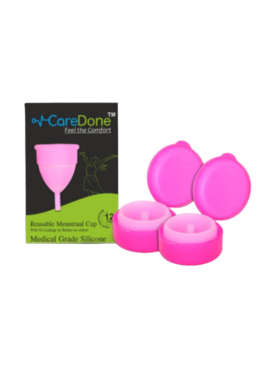 

CareDone Set of 2 Reusable Soft and Leakproof Silicone Folding Menstrual Cups, Pink