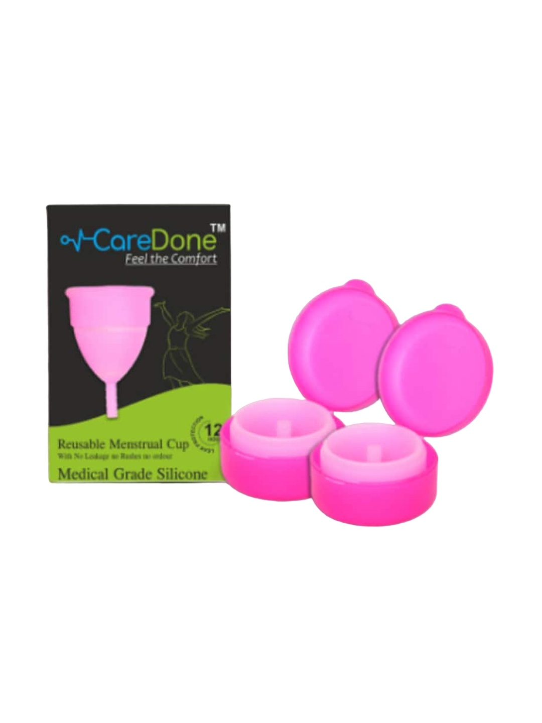 

CareDone Set of 2 Reusable Soft and Leakproof Silicone Folding Menstrual Cups, Pink