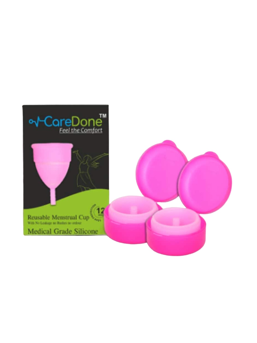 

CareDone Set of 2 Reusable Soft and Leakproof Silicone Folding Menstrual Cups, Pink