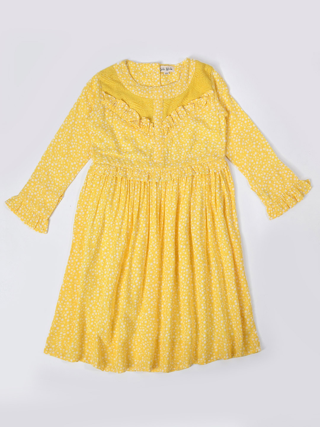 

Bella Moda Girls Floral Printed Pure Cotton Fit & Flare Dress, Yellow