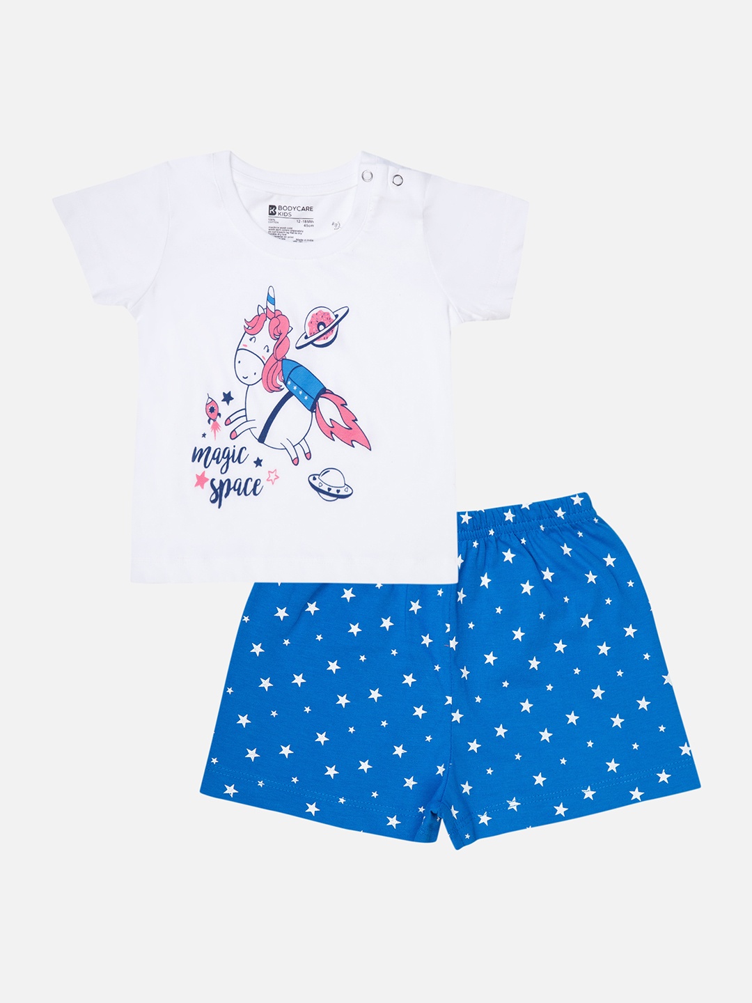 

Bodycare Kids Infant Girls Printed T-shirt with Shorts, White