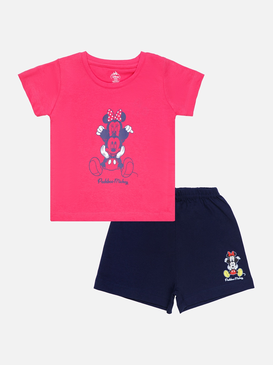 

Bodycare Kids Girls Mickey & Friends Printed T-shirt with Shorts, Fuchsia