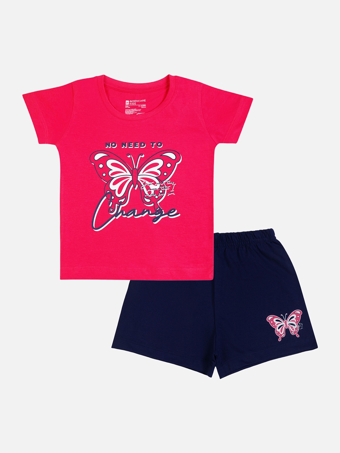 

Bodycare Kids Girls Printed T-shirt with Shorts, Fuchsia