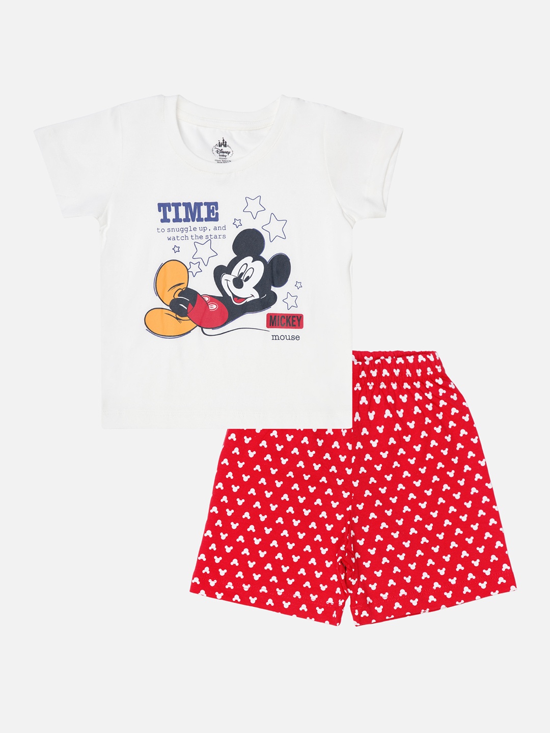

Bodycare Kids Boys Mickey Mouse Printed T-shirt with Shorts, White