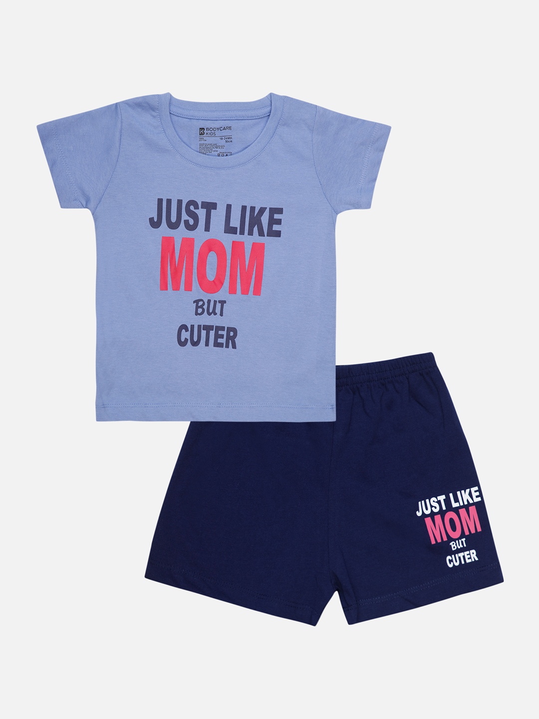 

Bodycare Kids Girls Printed T-shirt with Shorts, Blue