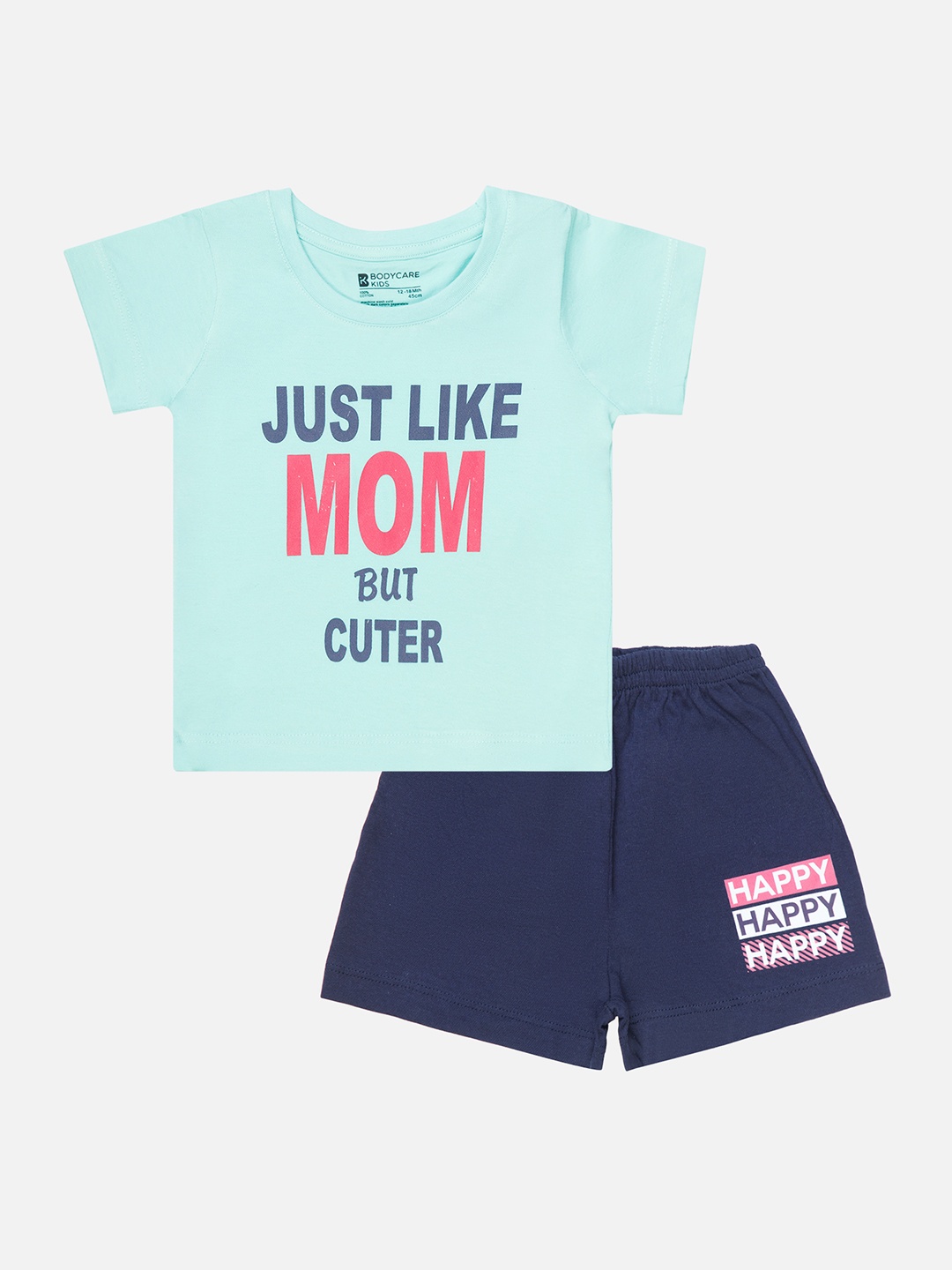 

Bodycare Kids Infant Girls Printed T-shirt with Shorts, Sea green