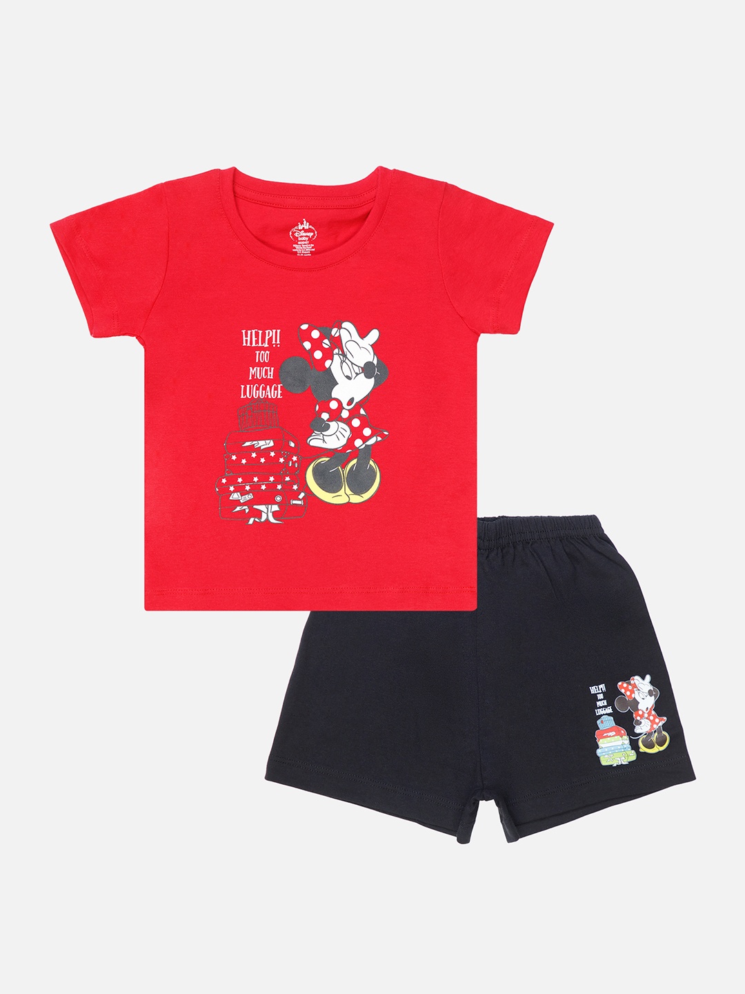 

Bodycare Kids Girls Minnie Mouse Printed T-shirt With Shorts, Red