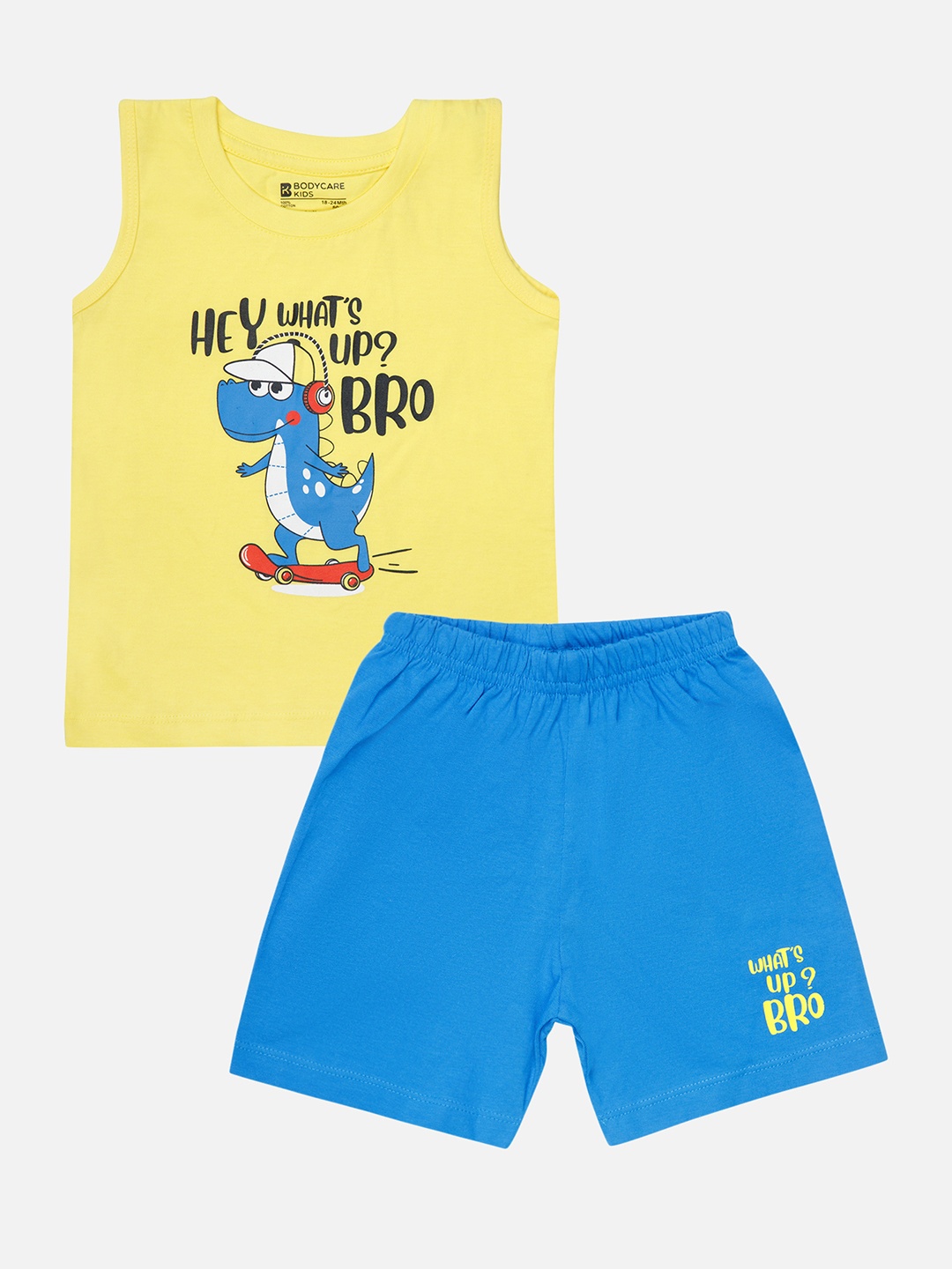 

Bodycare Kids Infants Boys Graphic Printed T-shirt With Shorts, Yellow