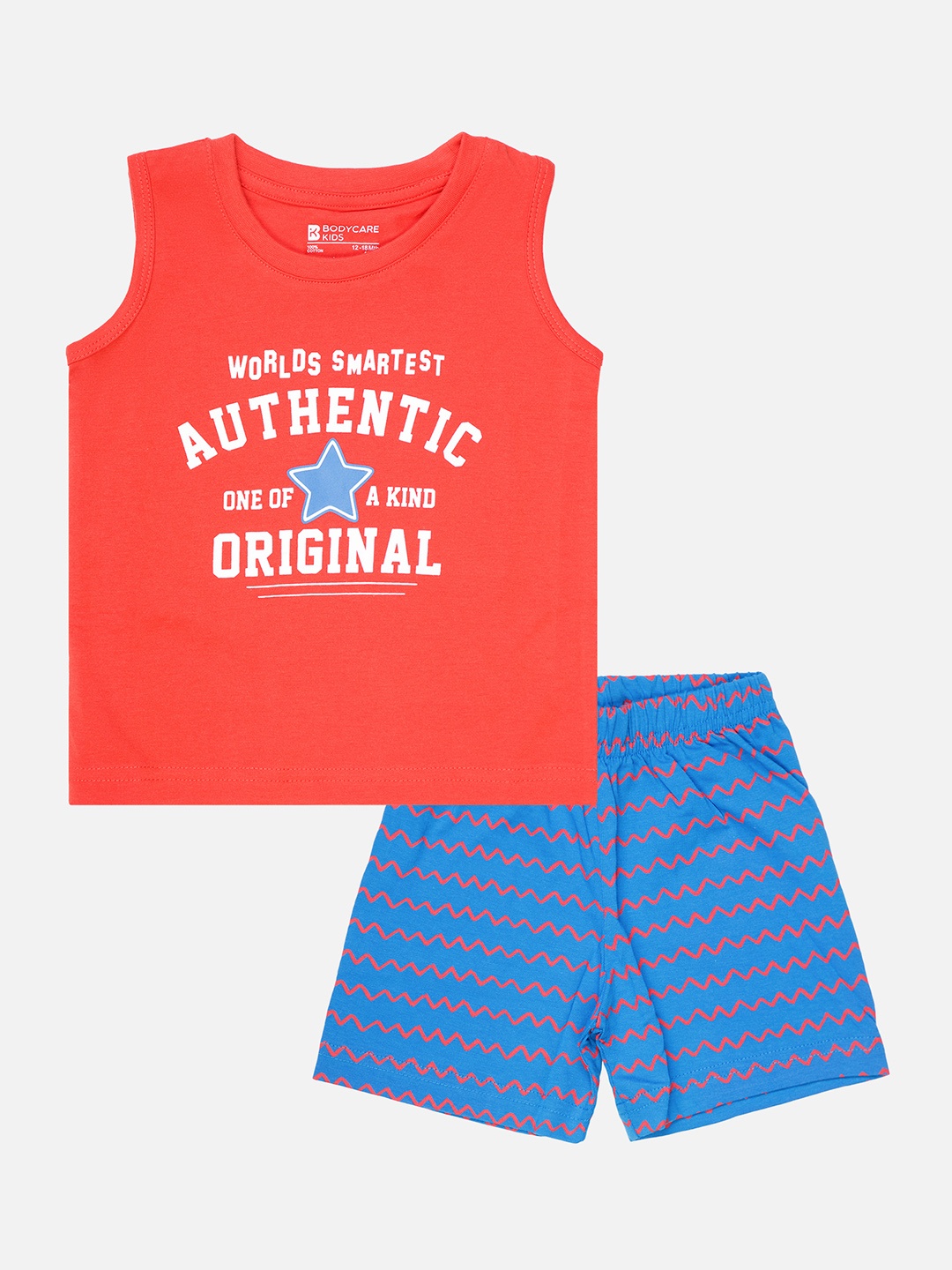 

Bodycare Kids Infant Boys Printed T-shirt with Shorts, Peach