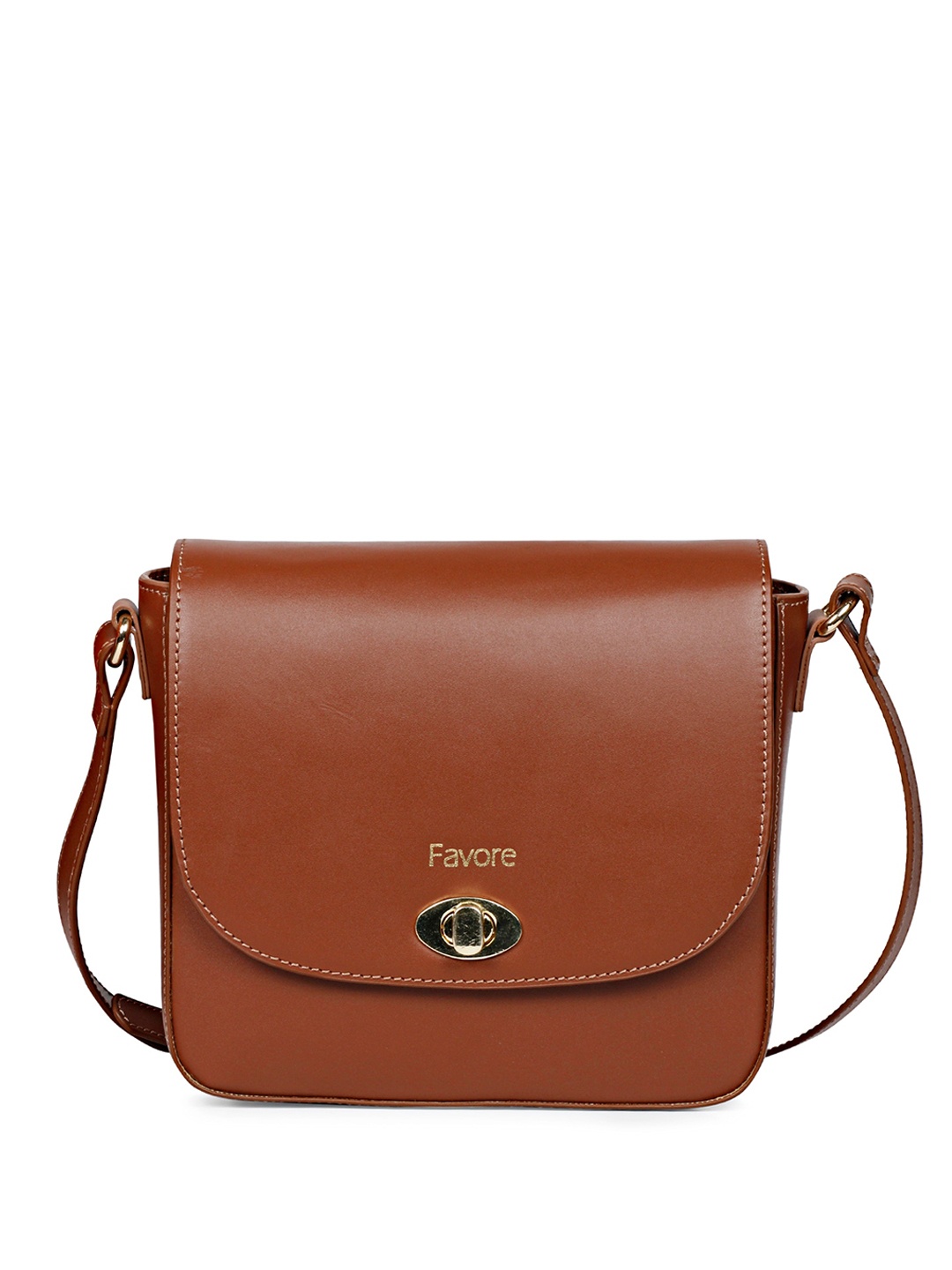 

Favore Leather Structured Sling Bag, Tan