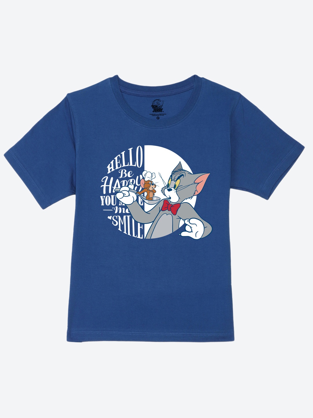

YK Warner Bros Boys Tom & Jerry Printed Round Neck Pure Cotton T-shirt, Blue