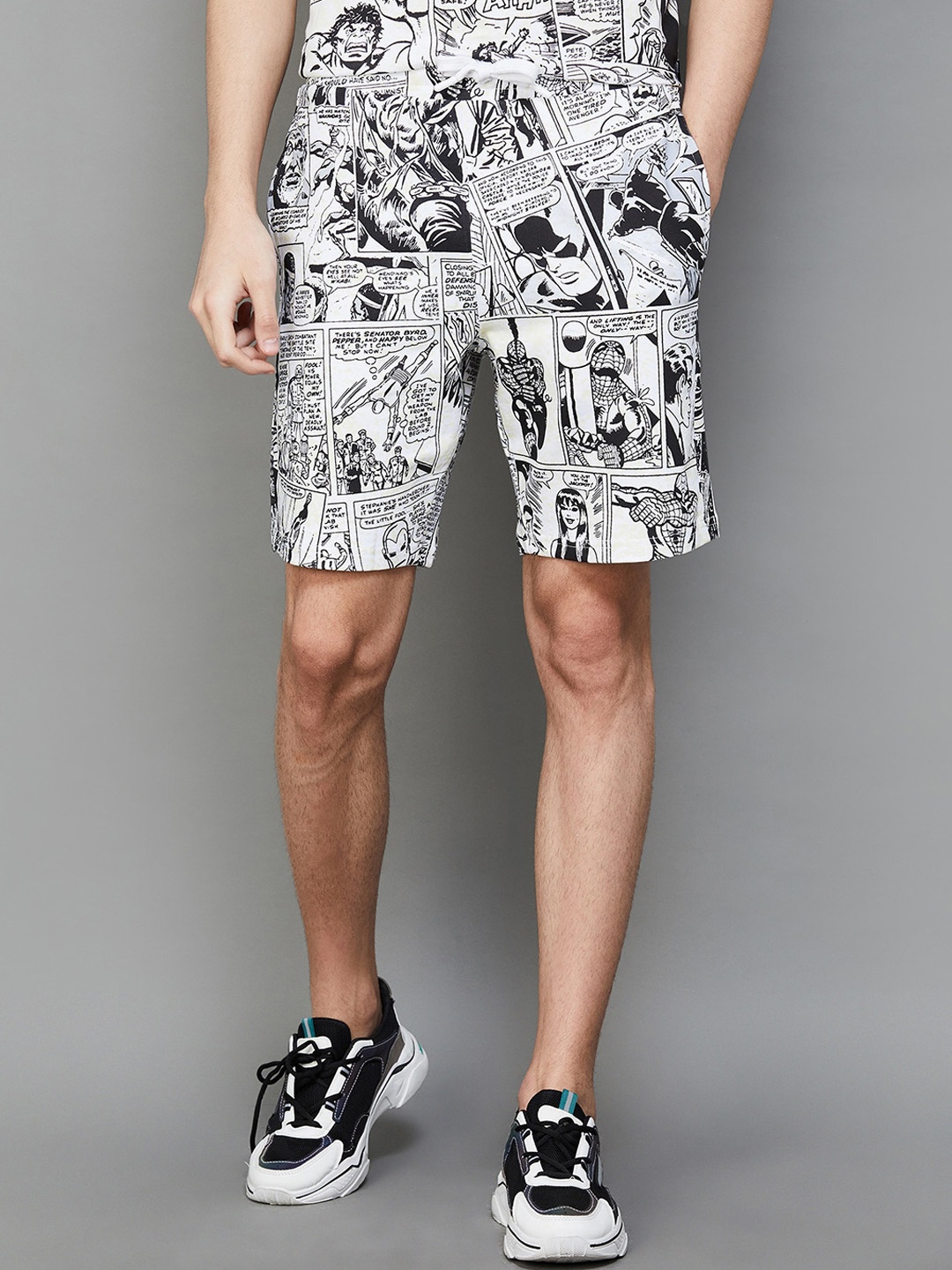 

Fame Forever by Lifestyle Men Graphic Printed Mid Rise Marvel Shorts, White