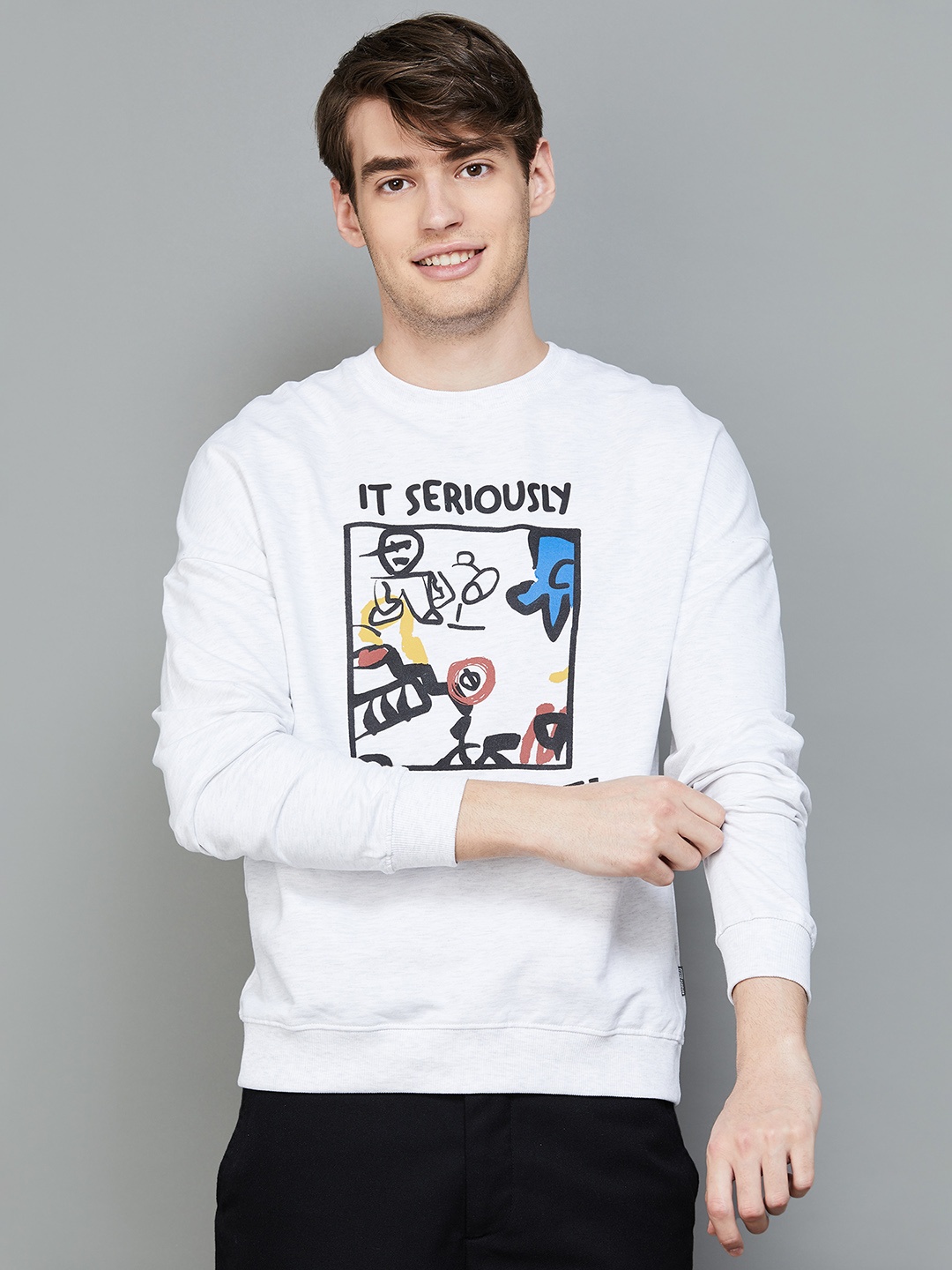 

Fame Forever by Lifestyle Graphic Printed Cotton Pullover Sweatshirt, White