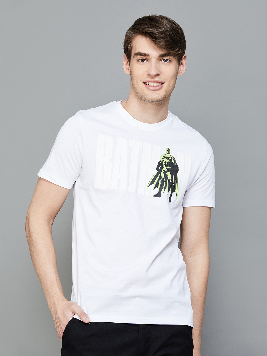 

Fame Forever by Lifestyle Batman Printed Cotton T-shirt, White