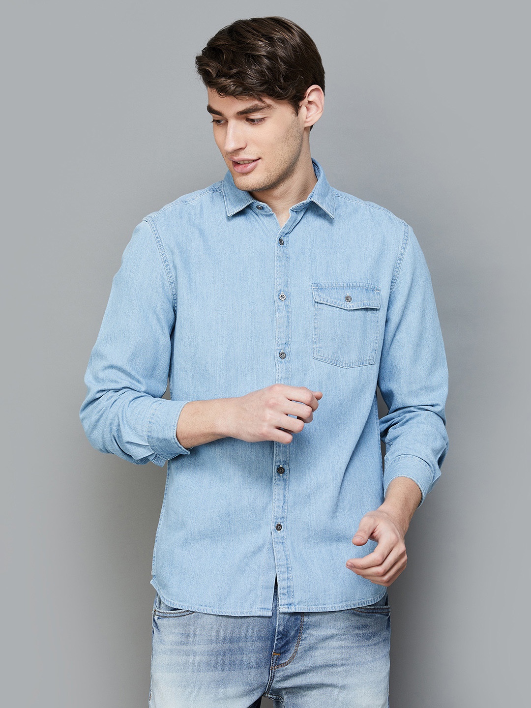 

Fame Forever by Lifestyle Spread Collar Cotton Casual Shirt, Blue