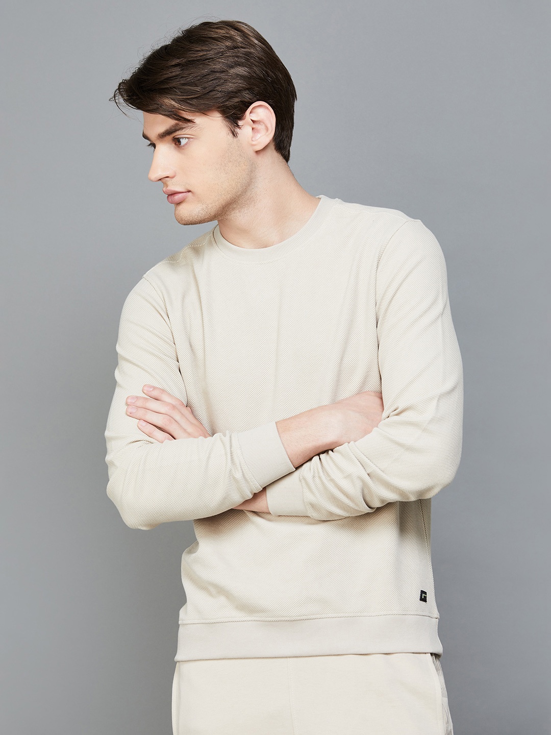 

Fame Forever by Lifestyle Round Neck Pullover Sweatshirt, Beige