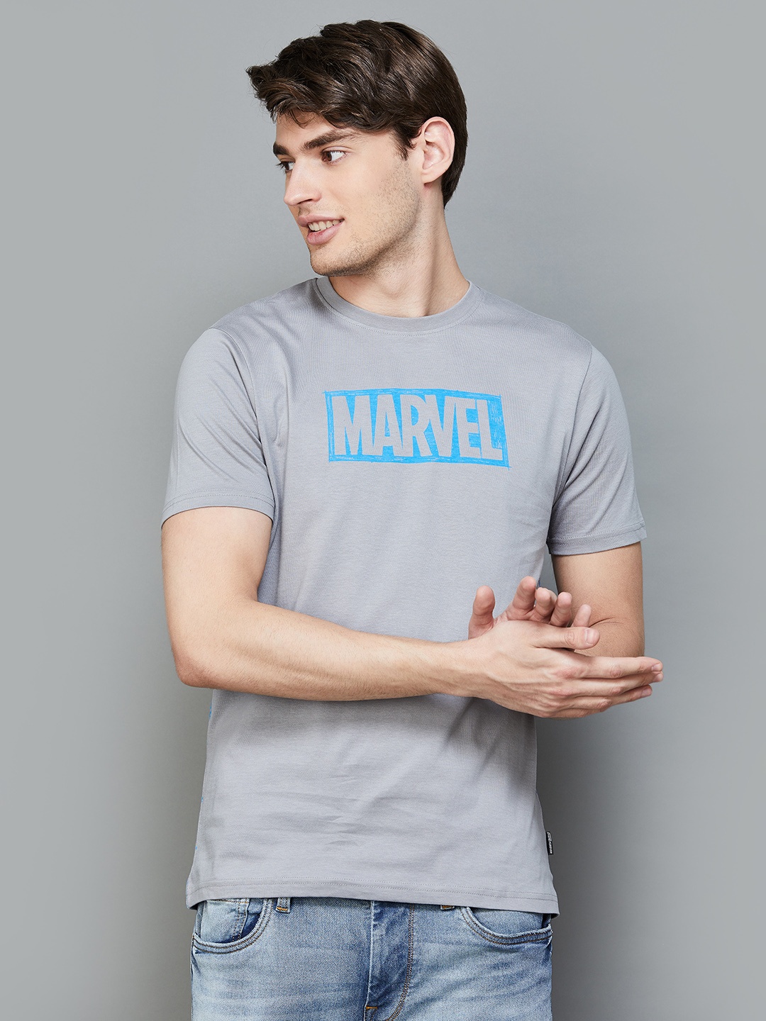 

Fame Forever by Lifestyle Captain America Marvel Printed Cotton T-shirt, Grey
