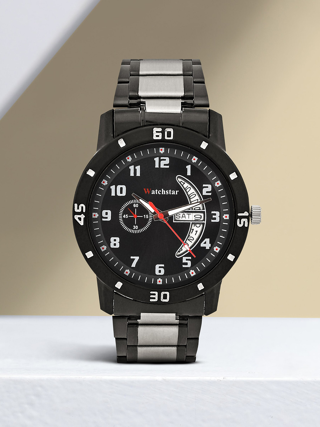 

WATCHSTAR Men Stainless Steel Multi Function Analogue Watch DD two tonned Black