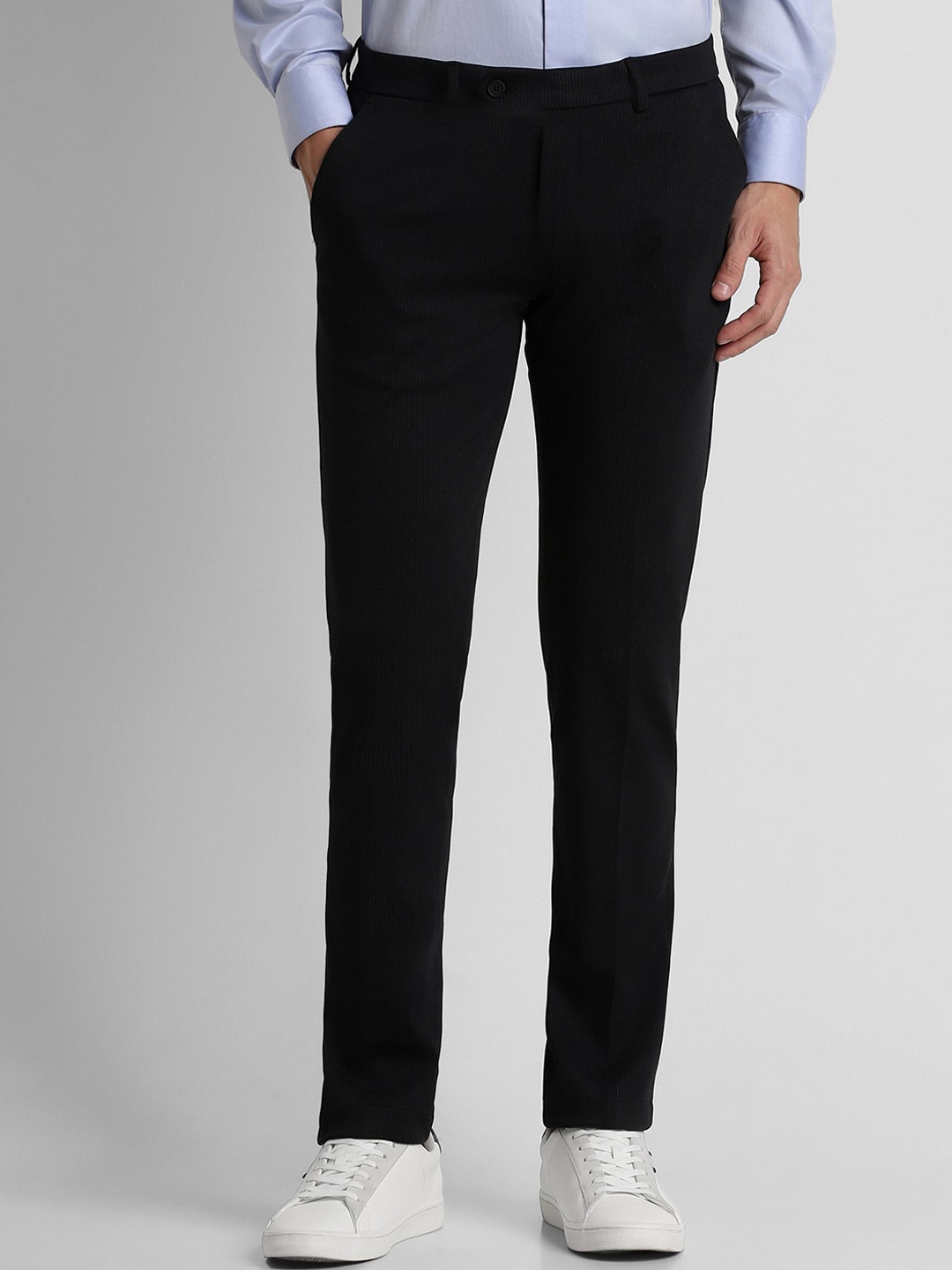 

Peter England Men Regular Slim Fit Formal Trousers, Black