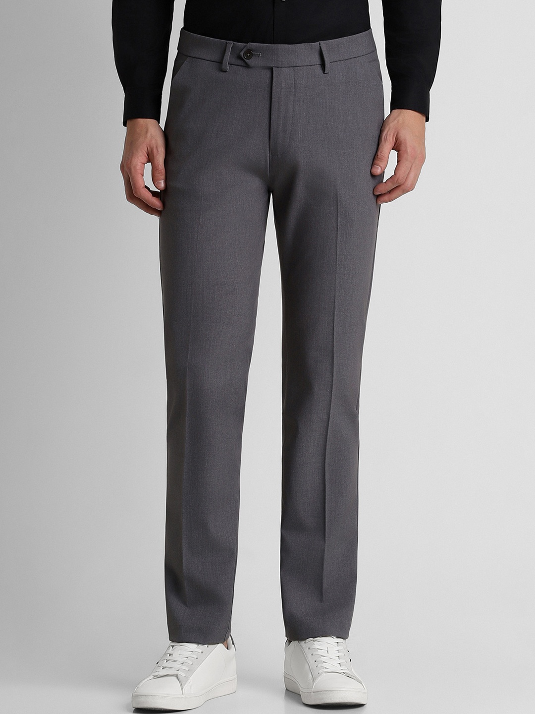 

Peter England Men Regular Slim Fit Formal Trousers, Grey