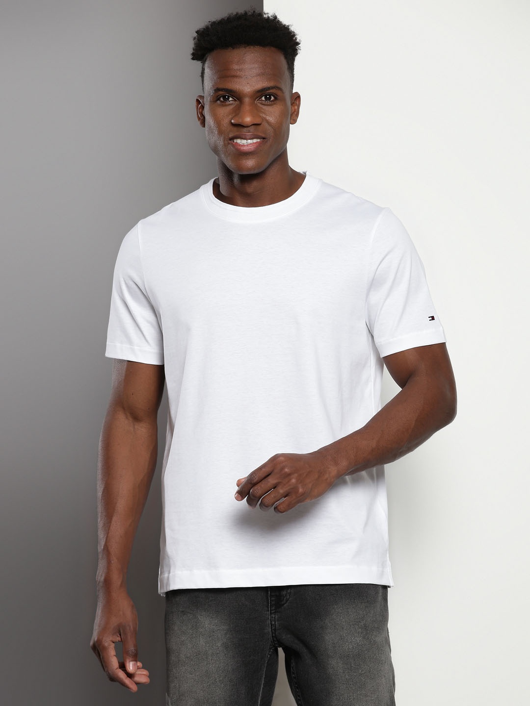 Tommy Hilfiger Round Neck Short Sleeves Cotton T-shirt, White