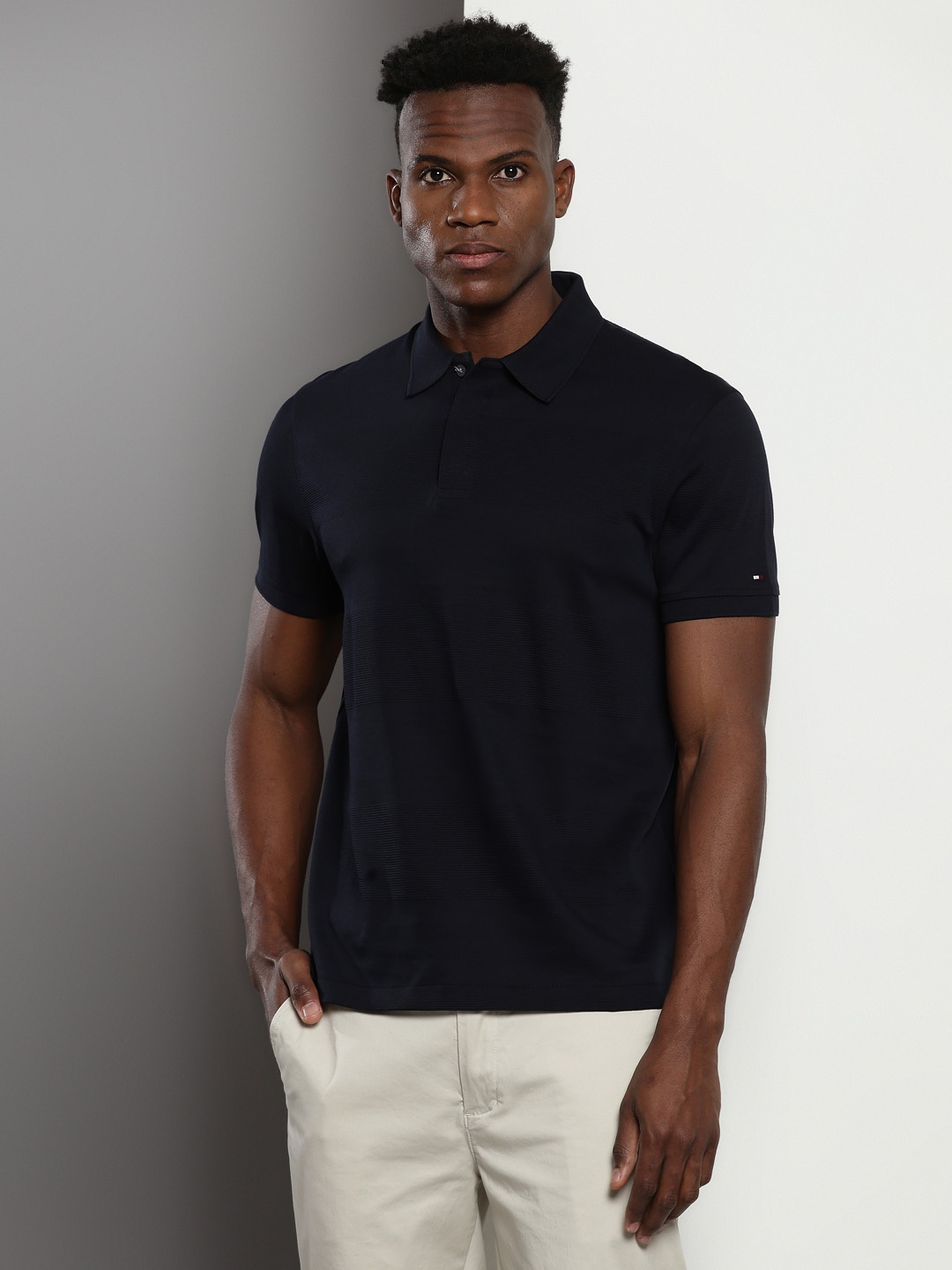 

Tommy Hilfiger Polo Collar Short Sleeves Cotton Regular T-shirt, Navy blue