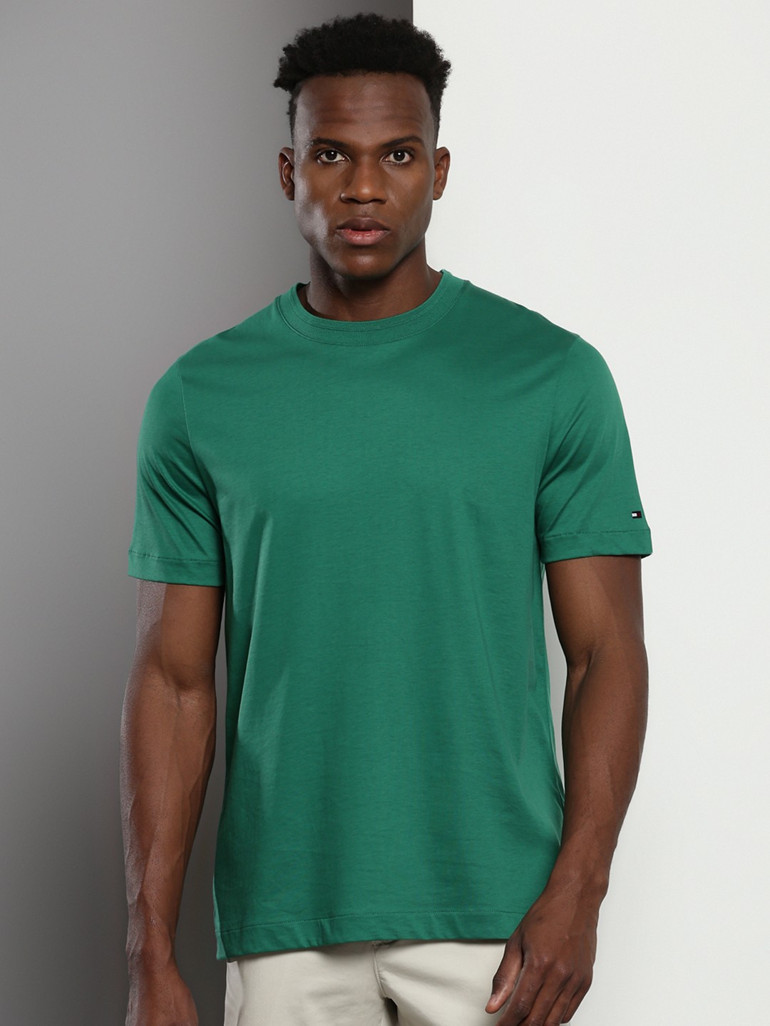 

Tommy Hilfiger Round Neck Short Sleeves Cotton T-shirt, Green