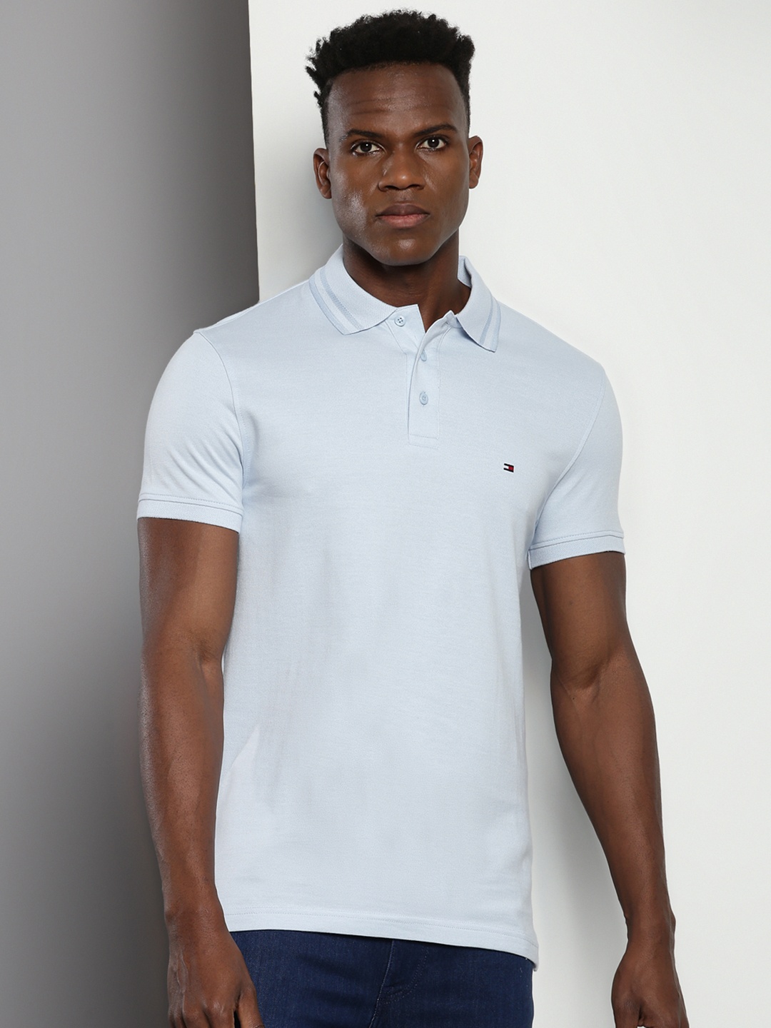 

Tommy Hilfiger Polo Collar Short Sleeves Cotton Slim Fit T-shirt, Blue