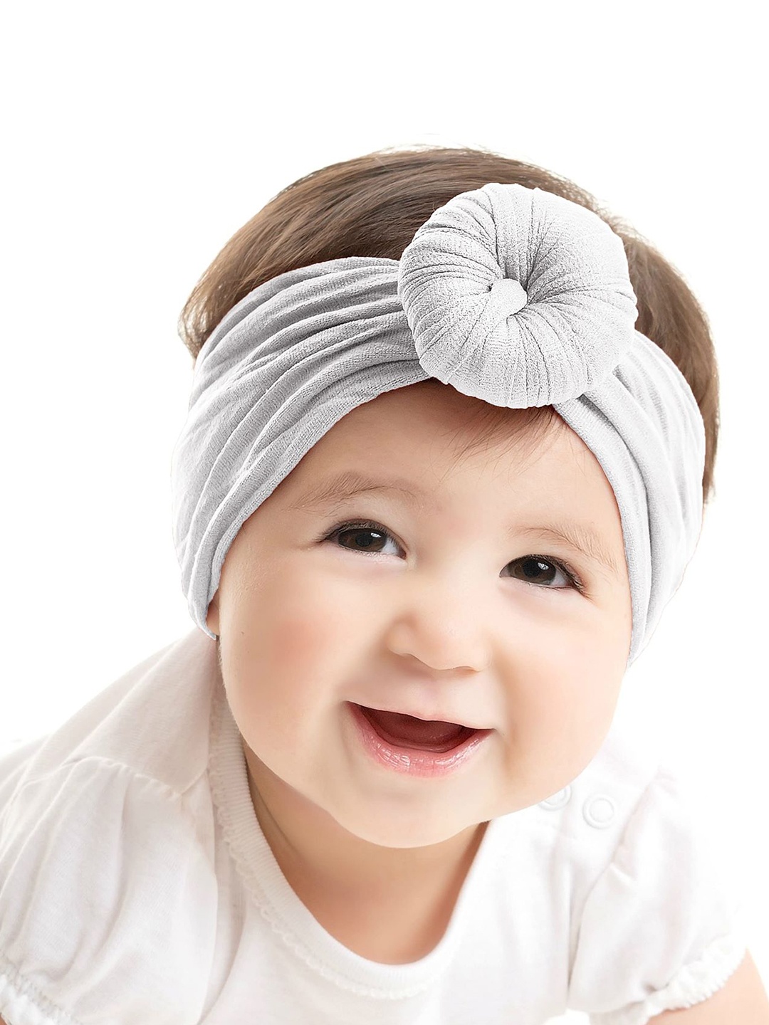 

SYGA Infant Girls Turban-Shaped Wrap Elasticated & Adjustable Hairband, White