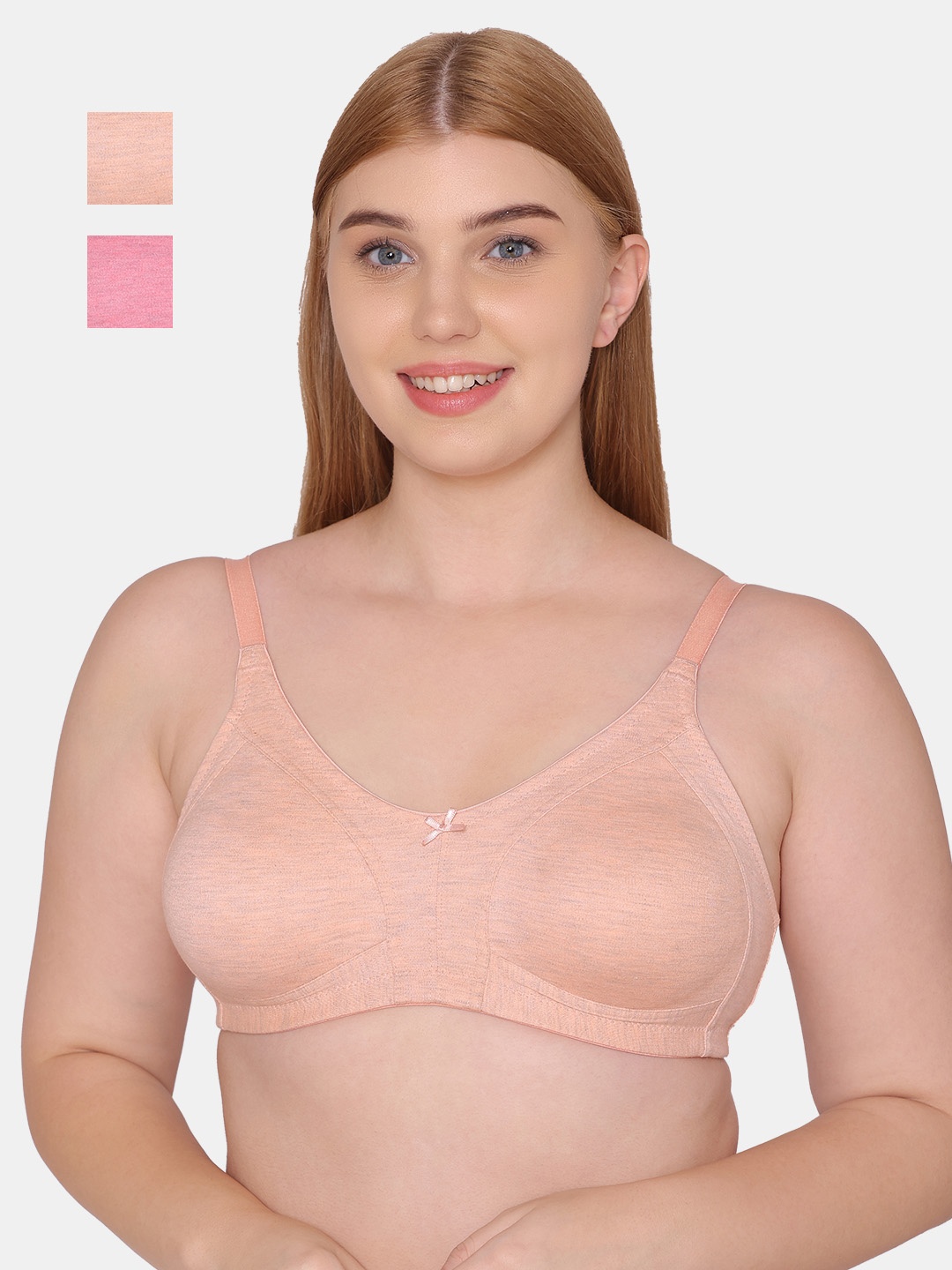 

Tweens Pack Of 2 Full Coverage Lightly Padded Cotton Minimizer Bra With All Day Comfort, Pink