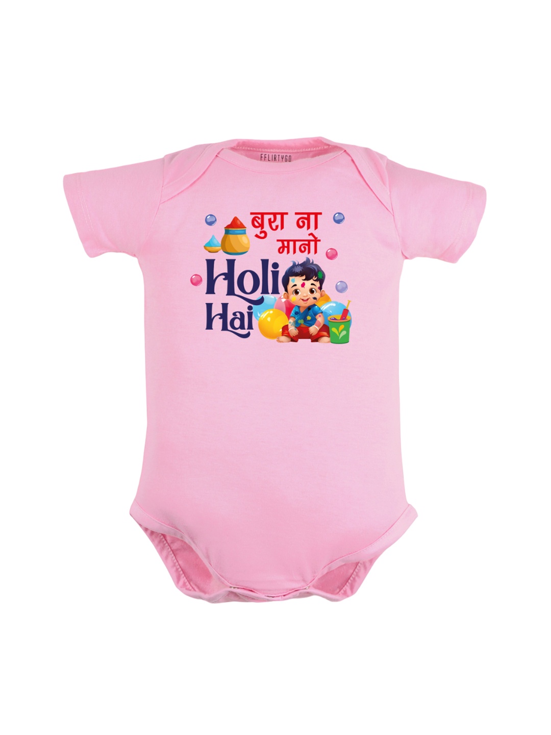 

FFLIRTYGO Infants Printed Envelop Neck Cotton Bodysuit, Pink