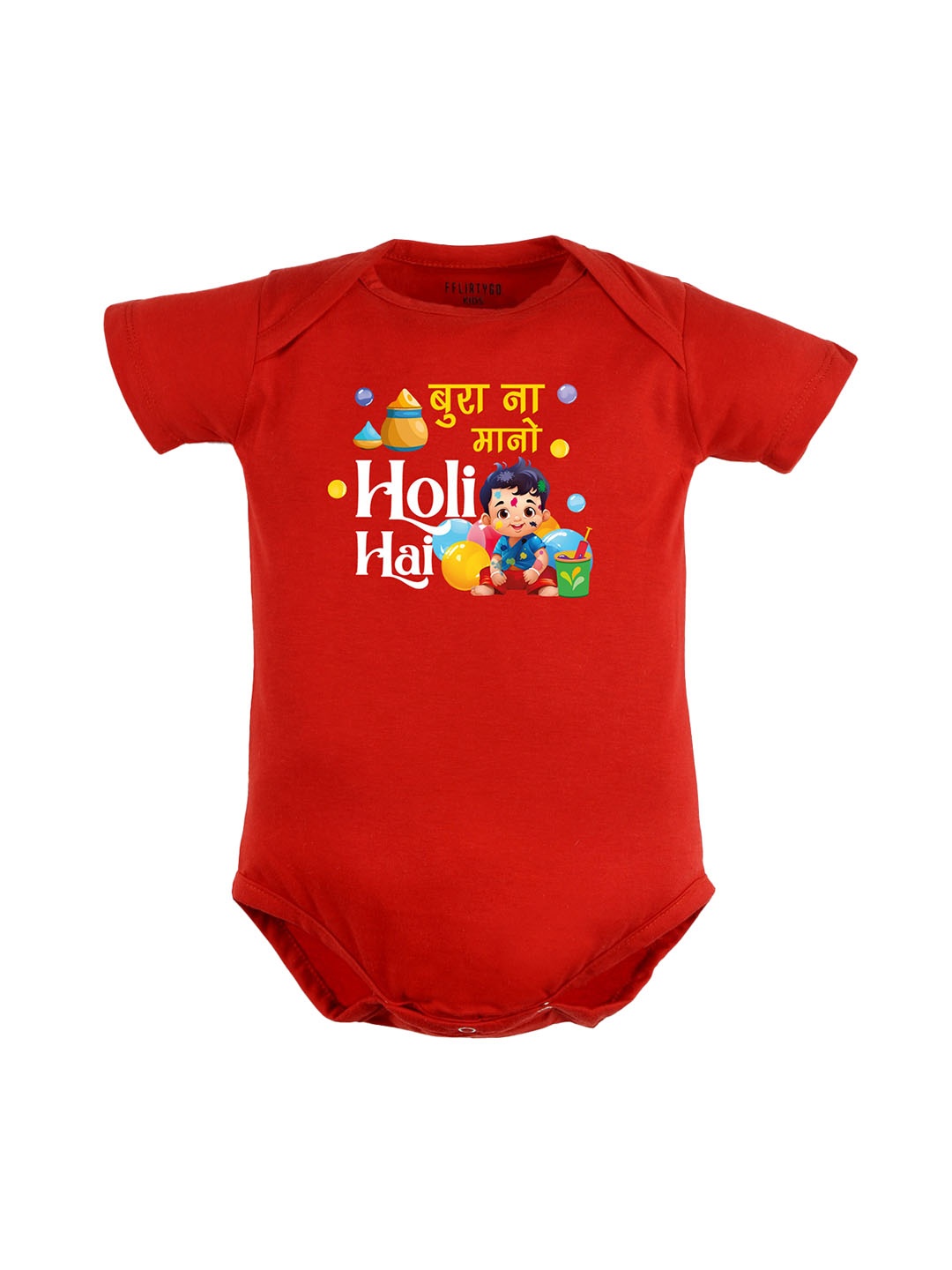 

FFLIRTYGO Infants Typography Printed Pure Cotton Bodysuit, Red
