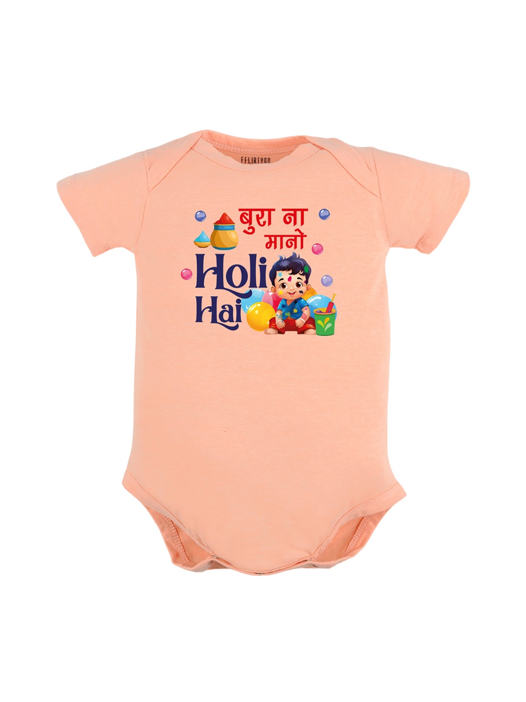 

FFLIRTYGO Infants Kids Printed Cotton Bodysuit, Peach