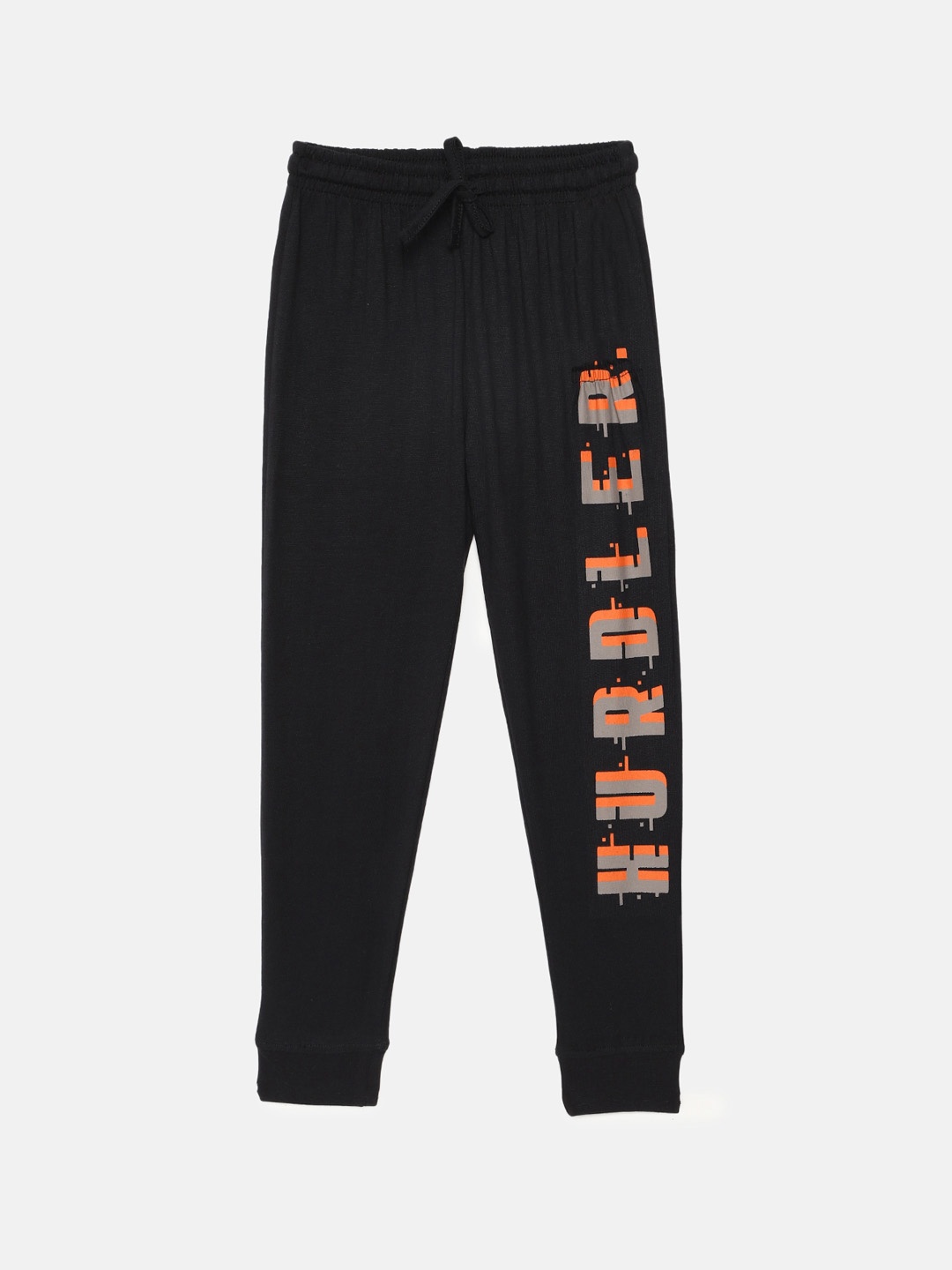 

mackly Boys Printed Mid-Rise Pure Cotton Straight Lounge Joggers, Black
