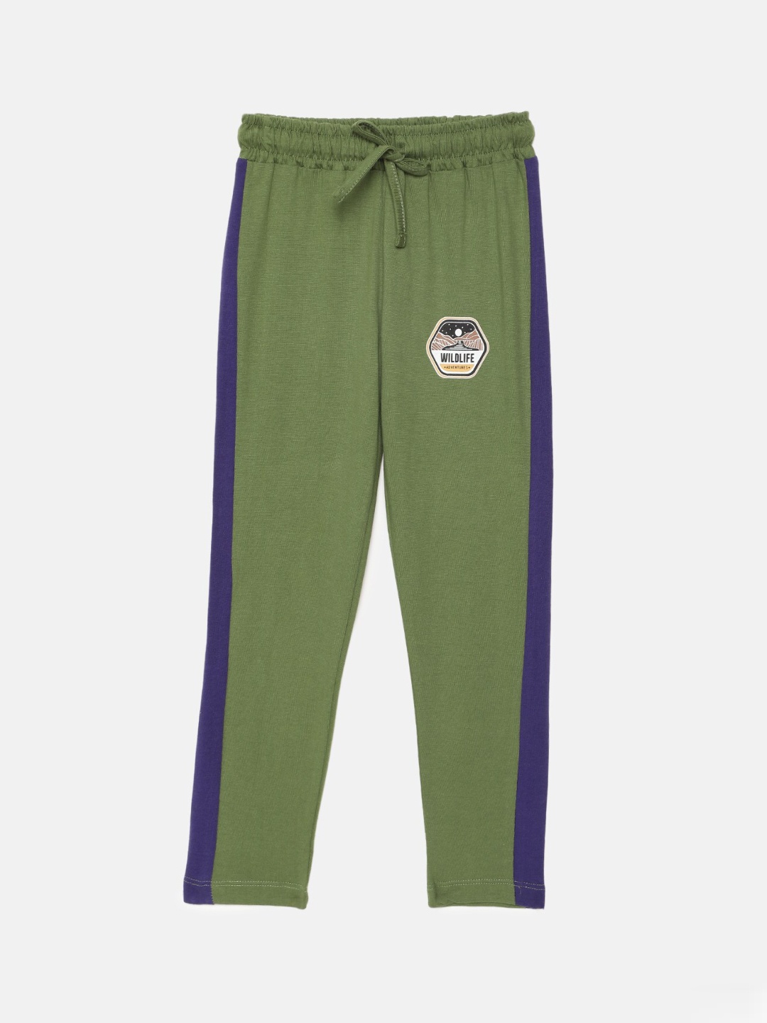 

mackly Boys Striped Mid-Rise Pure Cotton Straight Lounge Pant, Olive