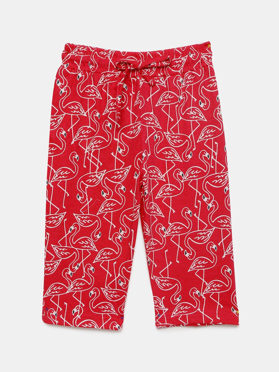 

mackly Girls Printed Pure Cotton Straight Lounge Pants, Red