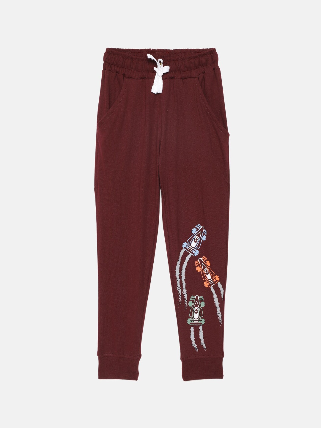 

mackly Boys Racecars Printed Pure Cotton Lounge Jogger, Burgundy