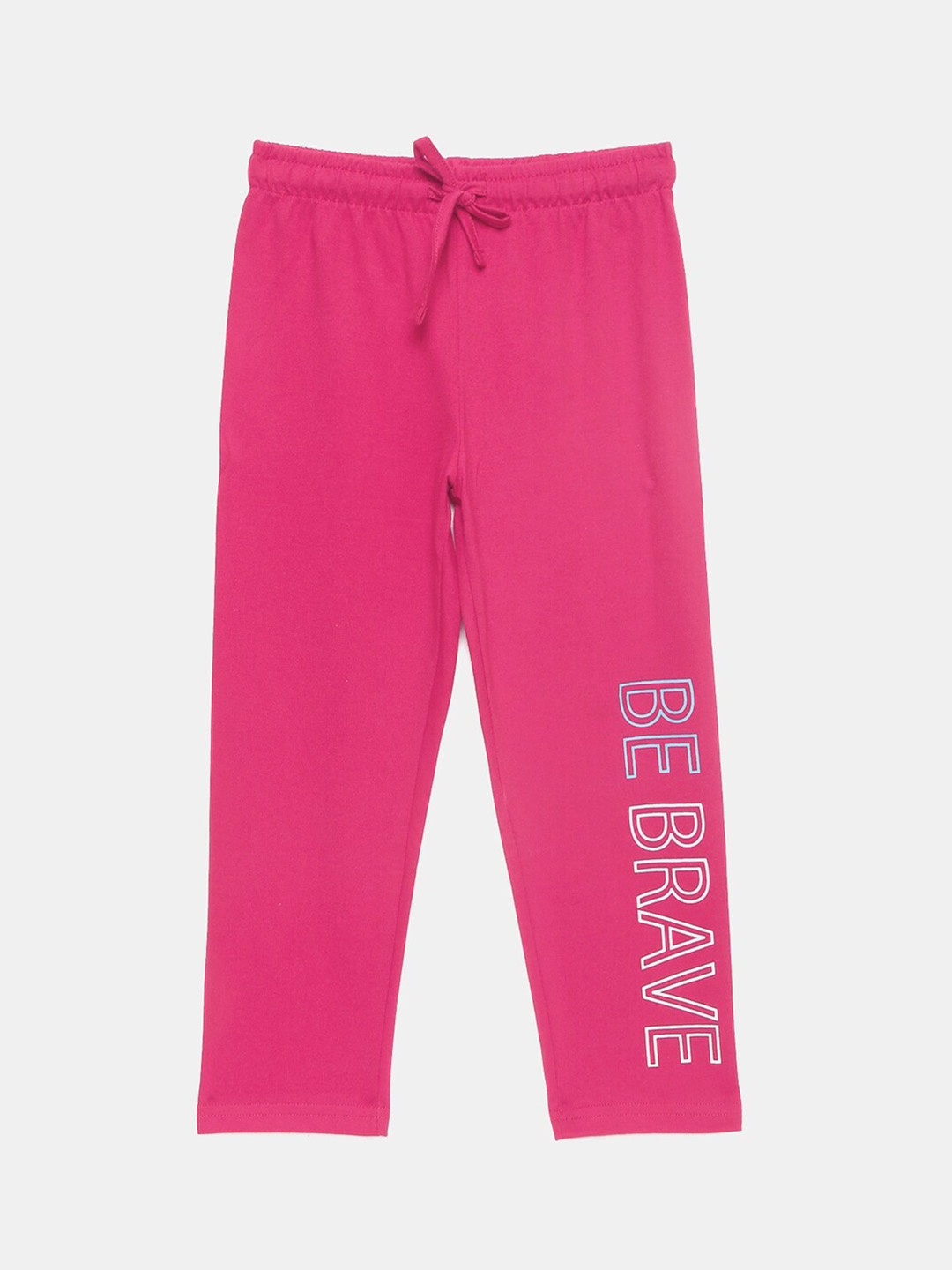 

mackly Girls Typography Printed Mid-Rise Pure Cotton Straight Lounge Pant, Pink