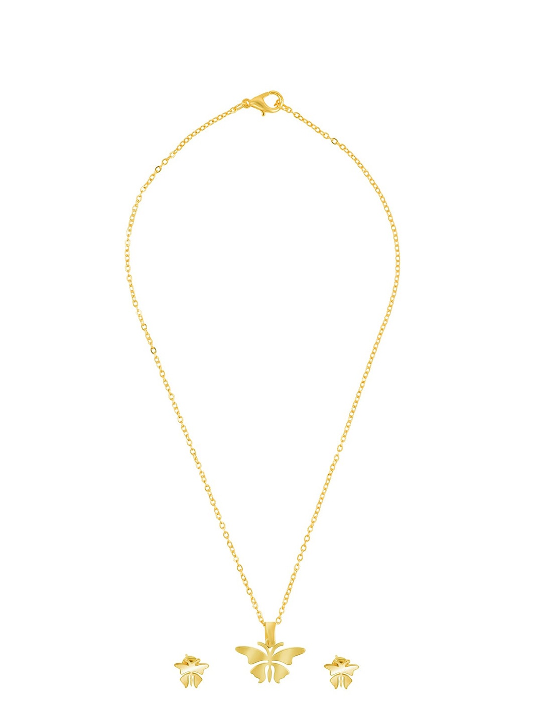 

Shining Jewel - By Shivansh Gold-plated Butterfly Pendant Locket Jewellery Set