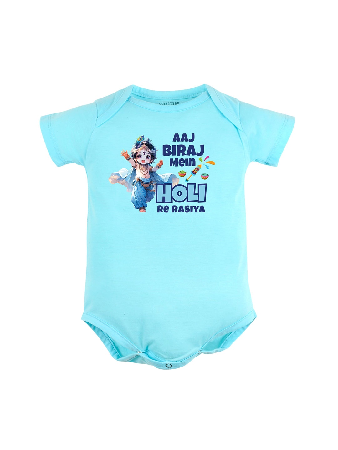 

FFLIRTYGO Infants Printed Envelop Neck Cotton Bodysuit, Turquoise blue