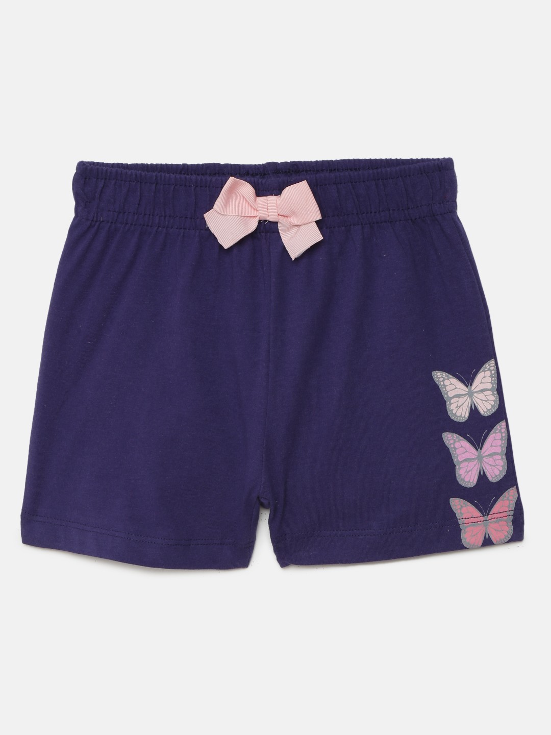 

mackly Girls Graphic Printed Pure Cotton Lounge Shorts, Navy blue
