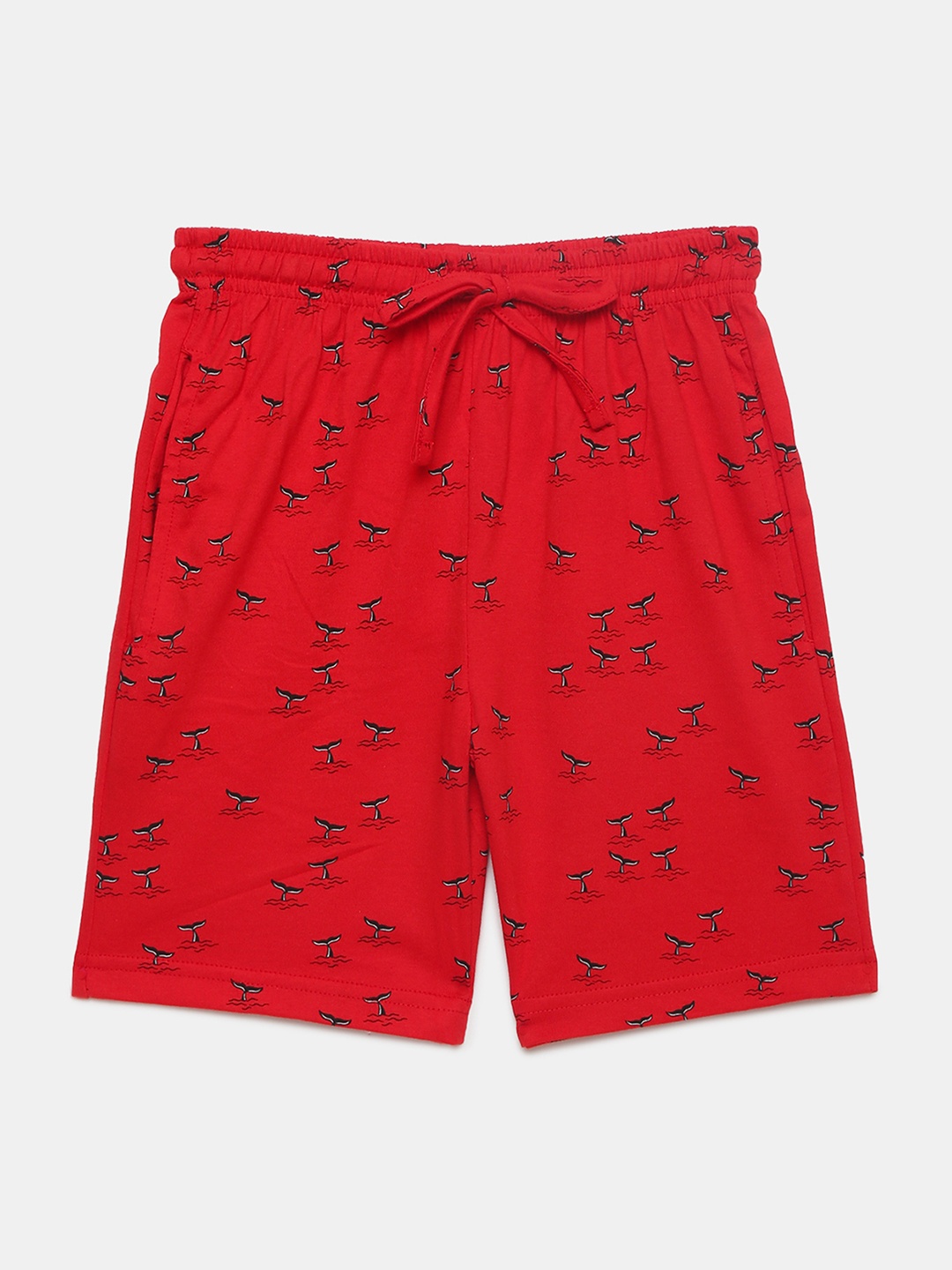 

mackly Boys Conversational Printed Pure Cotton Lounge Shorts, Red