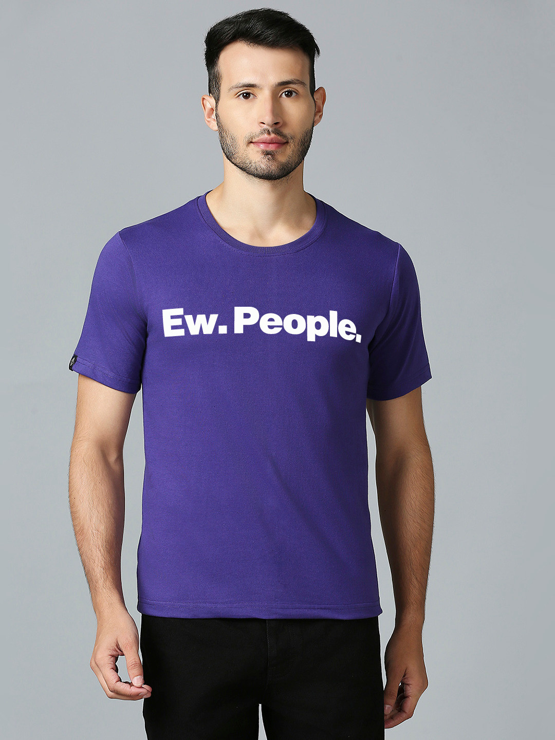 

MOD ECRU Unisex Typography Printed Round Neck Cotton T-shirt, Purple