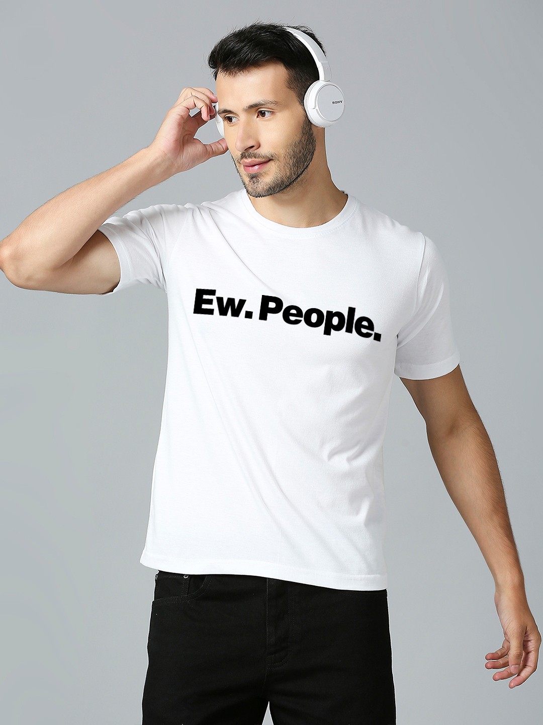 MOD ECRU Typography Printed Cotton T-shirt, White