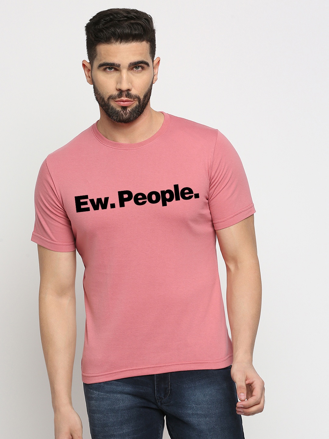 

MOD ECRU Typography Printed Cotton T-shirt, Pink